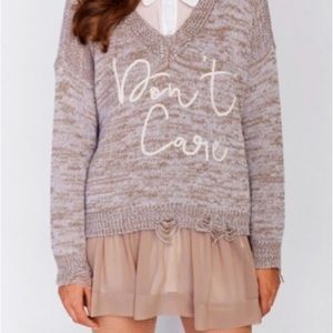 Wildfox dont care (front) never cared (back) sweater Small